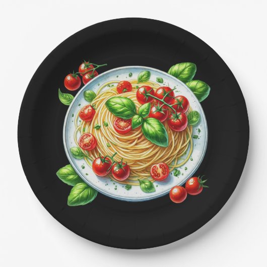 Leuke spaghetti liefhebbers diner papieren bordje (Voorkant)