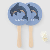 Leuke Sparkle als springen Blauwe Witte Dolfijn Handwaaier (Voorkant en achterkant)