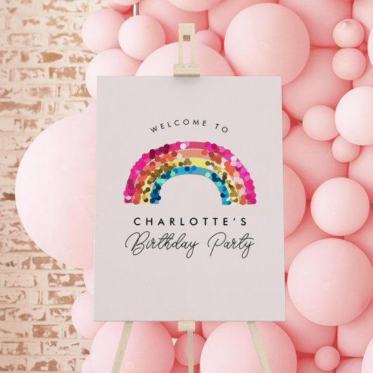 Leuke Sparkly Sequin Rainbow Verjaardagsfeestje te Poster