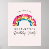 Leuke Sparkly Sequin Rainbow Verjaardagsfeestje te Poster (Voorkant)