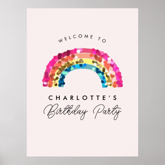 Leuke Sparkly Sequin Rainbow Verjaardagsfeestje te Poster (Voorkant)