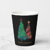 Leuke Sparkly Waterverf Kerstboom Papieren Bekers (Voorkant)