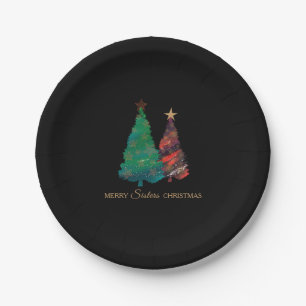 Leuke Sparkly Waterverf Kerstboom Papieren Bordje