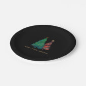 Leuke Sparkly Waterverf Kerstboom Papieren Bordje (Gekanteld)