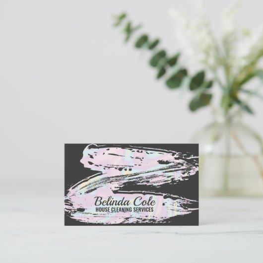 Leuke Sparkly Zeepachtige Schoonmaak Splatter Visitekaartje (Staand voorkant)