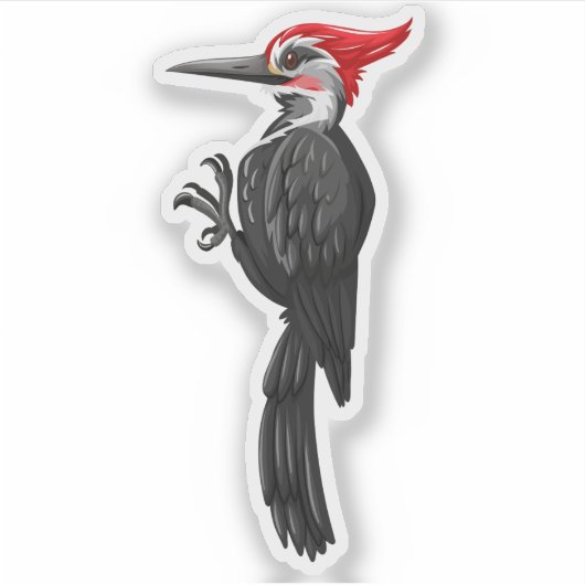 Leuke specht cartoon illustratie sticker (Voorkant)