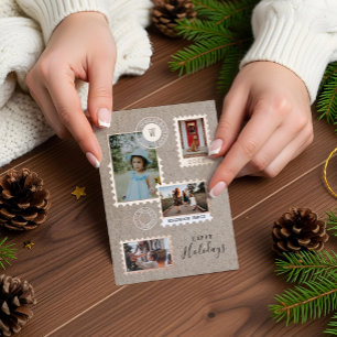 Leuke Speciale Levering Postzegels Fotocollage Folie Feestdagenkaart
