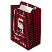 Leuke Speciale Levering Santa Red Black Buffalo Pl Medium Cadeauzakje (Voorkant Gekanteld)