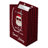Leuke Speciale Levering Santa Red Black Buffalo Pl Medium Cadeauzakje (Achterkant Gekanteld)