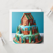 LEUKE SPEELGOED LOG HUT VERSIERD VERJAARDAGSTAART KAART (Voorkant / Achterkant in situ)