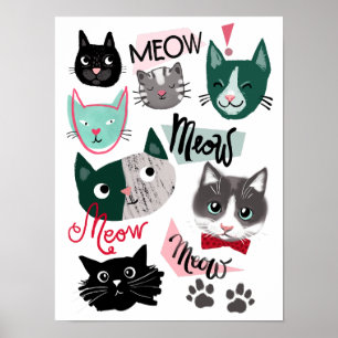 Leuke speelgoedkamer pret kat gezichten kinderen k poster