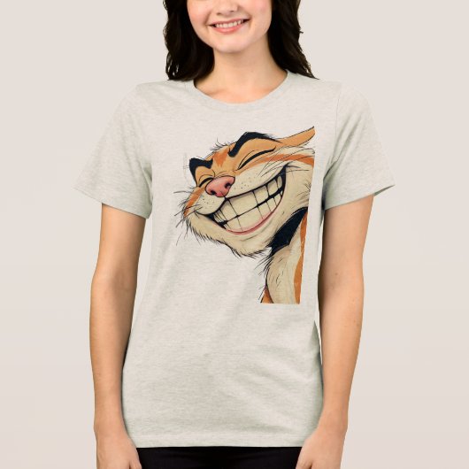 Leuke & speelse Feline Mode Tri-Blend Shirt (Voorkant)