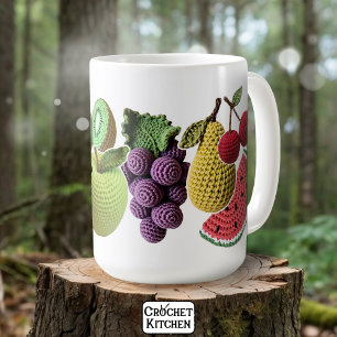 Leuke speelse gehaakte fruit collage plakboek koffiemok