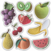 Leuke speelse gehaakte fruit collage plakboek sticker (Voorkant)