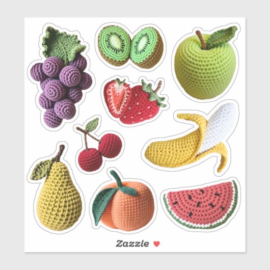 Leuke speelse gehaakte fruit collage plakboek sticker (Vel)