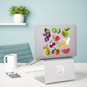 Leuke speelse gehaakte fruit collage plakboek sticker (Laptop op bureau)