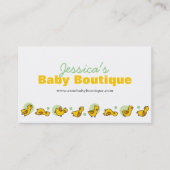 Leuke speelse gele eendjes en groene polka stippen visitekaartje (Voorkant)