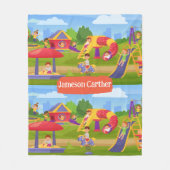 Leuke Speelse Kleurrijke Kinderen Speeltuin Fleece Deken (Voorkant)