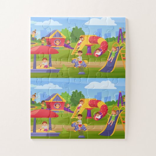 Leuke Speelse Kleurrijke Kinderen Speeltuin Legpuzzel (Verticaal)