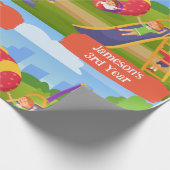 Leuke Speelse Kleurrijke Kinderen Speeltuin Verjaa Cadeaupapier (Hoek)