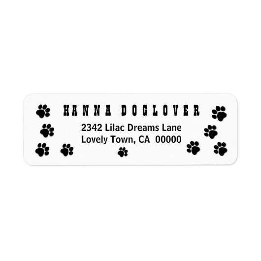 Leuke Speelse Paw Prints voor Hondenliefhebber A01 Etiket (Voorkant)