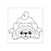 Leuke speelse pug puppy hond rubberen stempel (Afrduk)