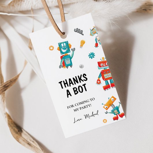 Leuke Speelse Robots Verjaardag Cadeautag Cadeaulabel