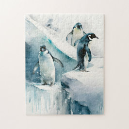 Leuke Speelse Waterverf Pinguïn Legpuzzel