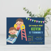 Leuke speeltuin dia Kids Verjaardagsfeest Uitnodig Kaart (Staand voorkant)