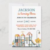 Leuke speeltuin verjaardagsfeestje kaart (Voorkant)