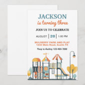 Leuke speeltuin verjaardagsfeestje kaart (Voorkant / Achterkant)