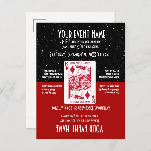 Leuke Spelavond, Monte Carlo Look Uitnodiging Briefkaart (Voorkant / Achterkant)