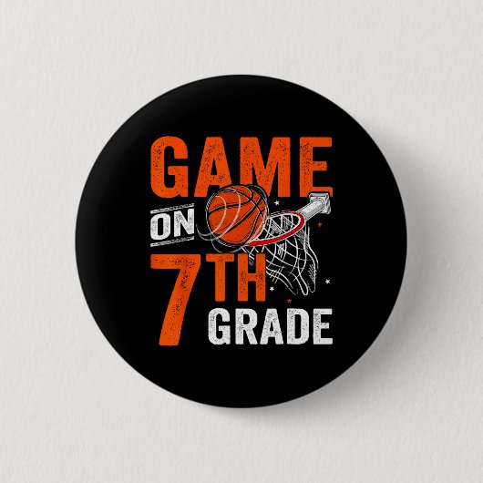 Leuke spelletjes op de zevende klas basketbal eers ronde button 5,7 cm (Voorkant)