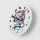 Leuke spelletjes tijd aanpasbare kat ronde klok (Hoek)