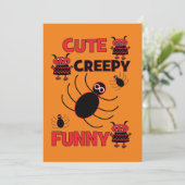 Leuke Spider Grappige griezelige Halloween Feestva Kaart (Staand voorkant)