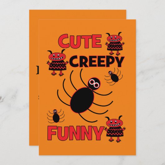 Leuke Spider Grappige griezelige Halloween Feestva Kaart (Voorkant / Achterkant)