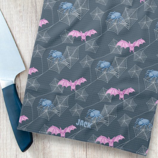 Leuke spin en vleermuis op spinnenweb, aanpasbaar theedoek