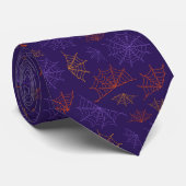 Leuke Spinnenwebben Halloween Donker Paarse Stropdas (Opgerold)