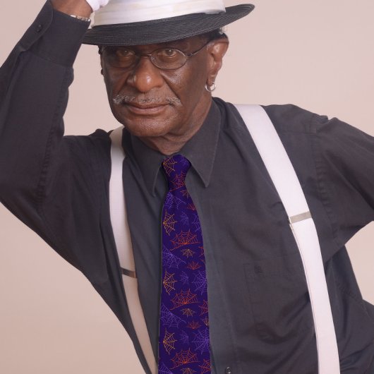 Leuke Spinnenwebben Halloween Donker Paarse Stropdas