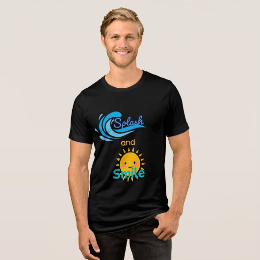 Leuke "Splash and Smile" Zomer Grafische Illustrat Tri-Blend Shirt (Voorkant volledig)