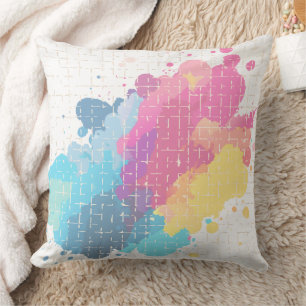 Leuke splatter abstracte regenboog kussen