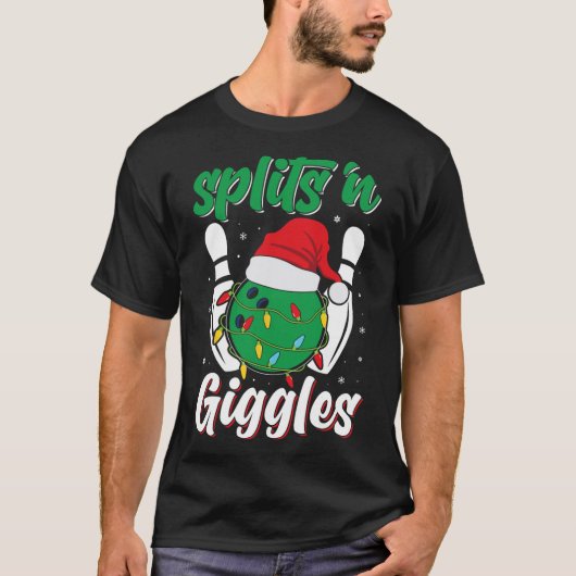 Leuke splitsingen in Giggles Bowling Player Christ T-shirt (Voorkant)