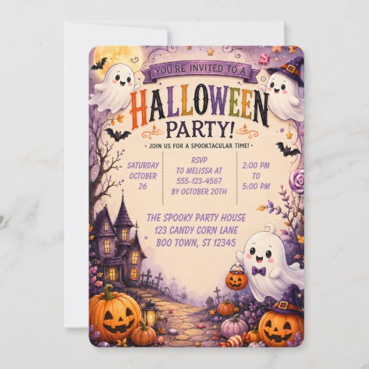 👻🎃 Leuke Spoken Halloween-feest 🧡🕸️ Kaart (Voorkant)
