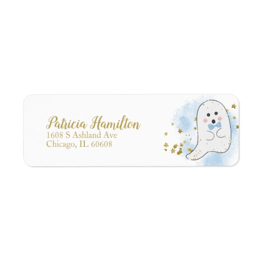 Leuke spook Halloween baby shower label (Voorkant)