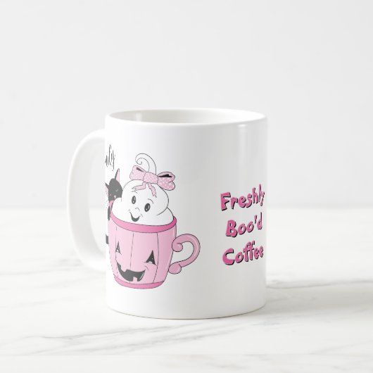Leuke spookachtige Schattigee Halloween gepersonal Koffiemok (Voorkant links)