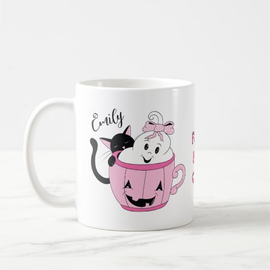 Leuke spookachtige Schattigee Halloween gepersonal Koffiemok (Links)