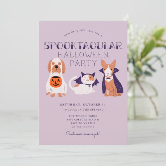 Leuke Spooktacular Costume Huisdieren Halloween Pa Kaart (Staand voorkant)