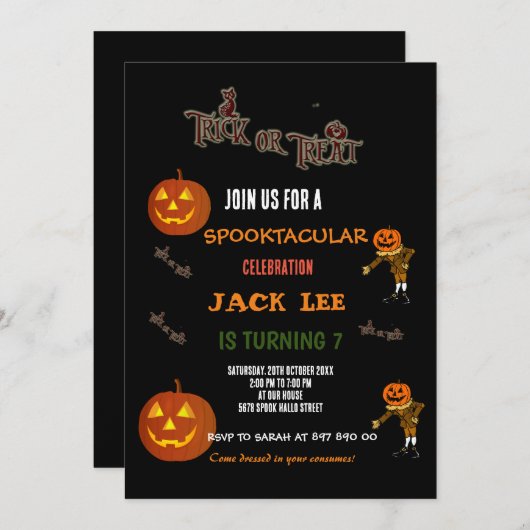 Leuke Spooktacular Halloween Trick or treat Verjaa Kaart (Voorkant / Achterkant)