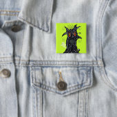 Leuke Spooky Black Tree Flame Eyes Ghost Cat Spide Vierkante Button 5,1 Cm (In situ)