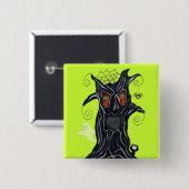 Leuke Spooky Black Tree Flame Eyes Ghost Cat Spide Vierkante Button 5,1 Cm (Voorkant /achterkant)